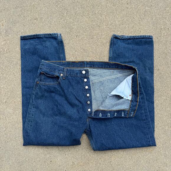 Vintage 90s Levi's 501 Button Fly Original Fit Straight Leg Blue Jeans 40x30 - Picture 1 of 10